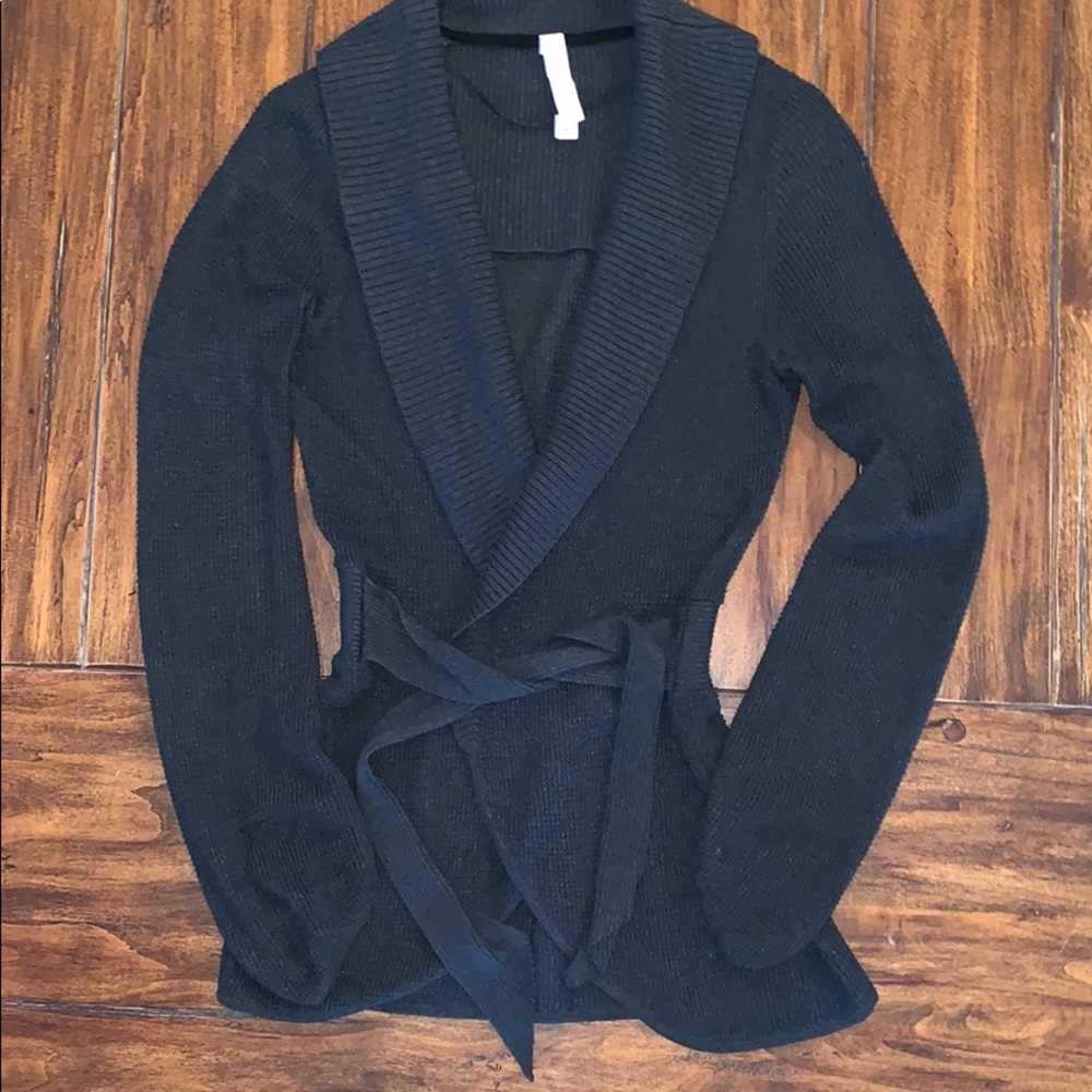 Lululemon long gray wrap cardigan with tie waist